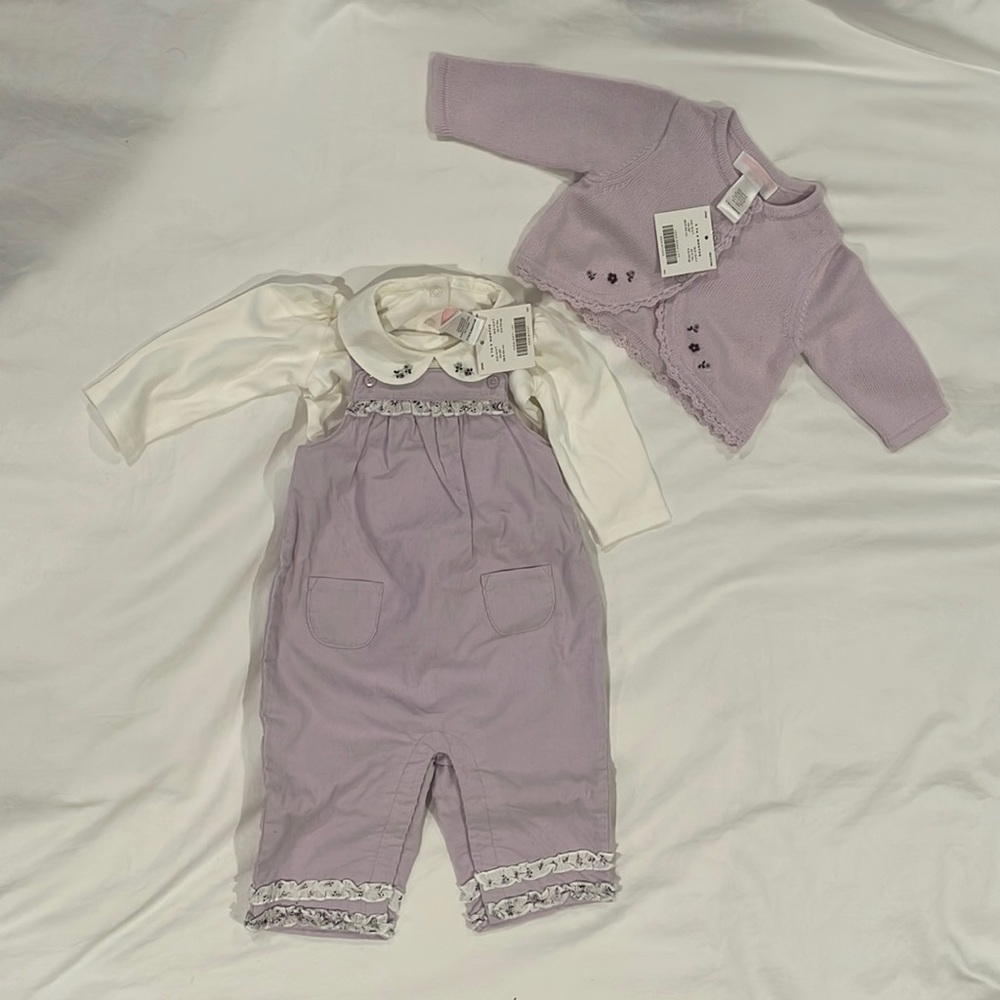 Janie & Jack jumper, onesie and cardigan